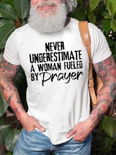 

Never Underestimate A Woman Fueled By Prayer Men's T-shirt, White, T-shirts