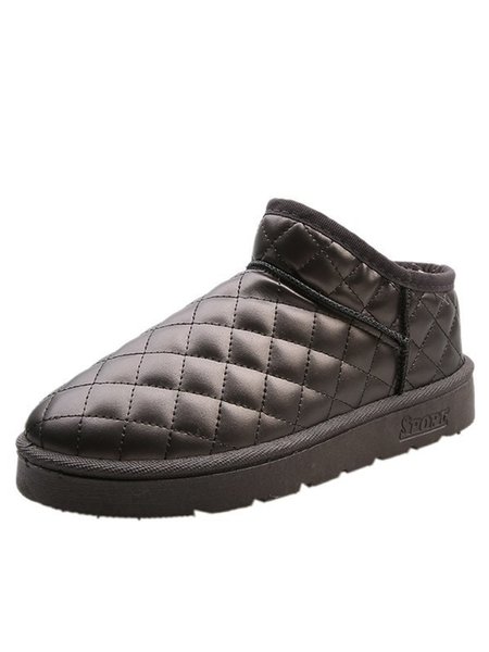 

Simple Plain Embossed And Velvet Warm Snow Boots, Pewter, Boots