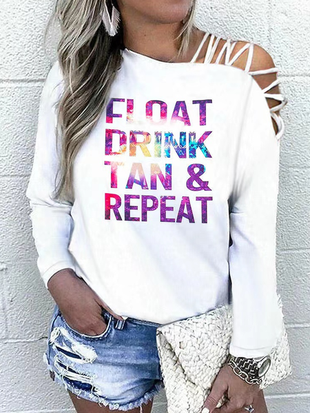 

One Shoulder Letter Statement Shirts & Tops, White, Tops