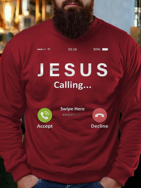

Funny Jesus Casual Long Sleeve Sweatshirt, Red, Hoodies&Sweatshirts