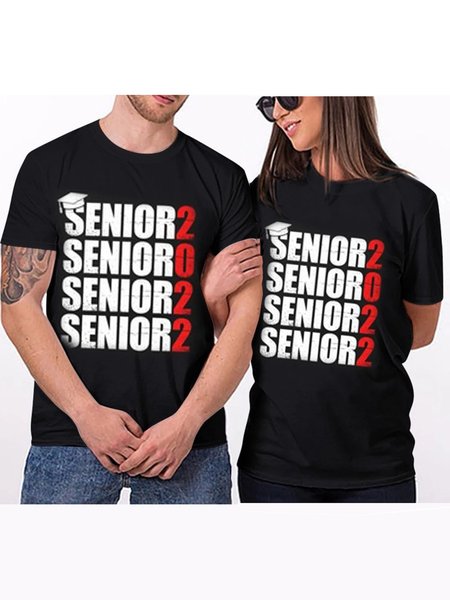

Unisex 1pc 2022 New Year Couple's Tee, Black, T-shirt