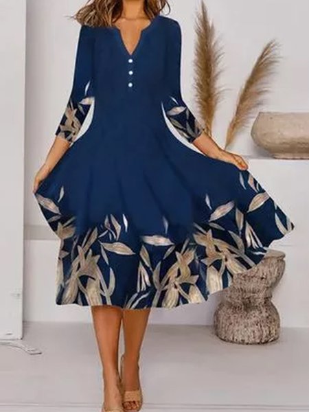 

Elegant Loosen Floral Dresses, As picture, Floral Dresses