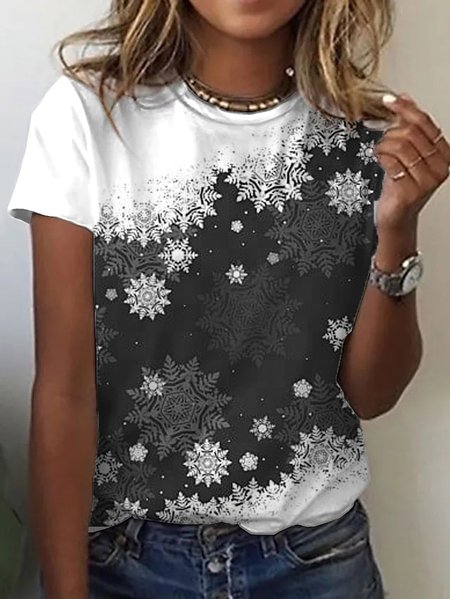 

Cotton Blends SnowFlower Shirts & Tops, Gray, Tees & T-shirts
