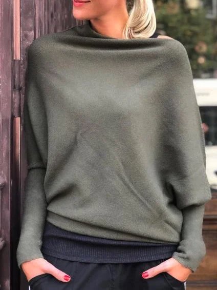 

Casuale Maniche Lunghe Top, Verde, Tops