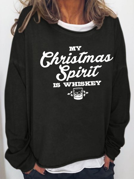 

Whiskey Is My Christmas Spirit Xmas Crew Neck Sweatshirt, Black, Hoodies&Sweatshirts