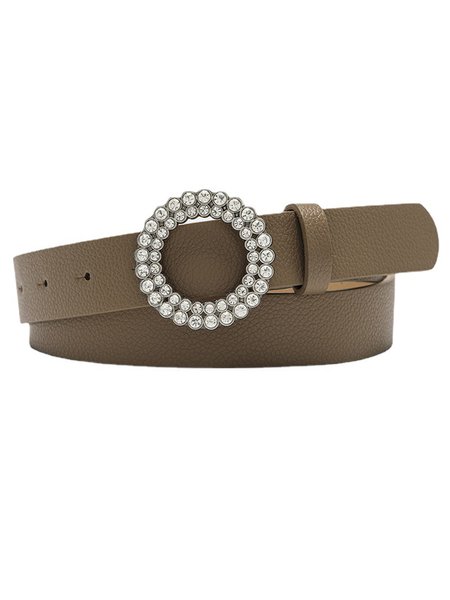 

Round Buckle Diamond Belt, Deep khaki, Accessories