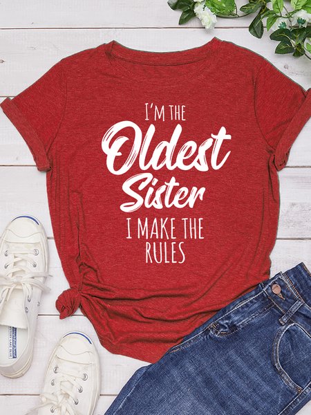 

Women's Funny Words Sister Funny Casual T-shirt, Red, T-shirts