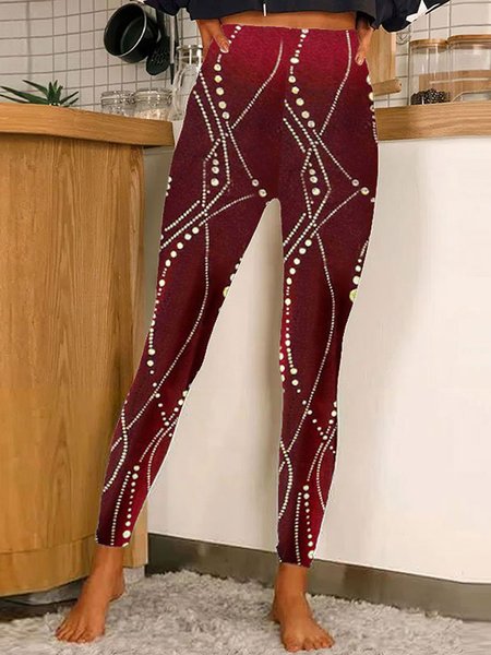 

Sequined Casual High Waist Skinny Leggins, Multicolor, Leggings
