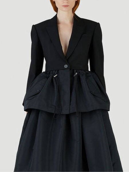 

Regular Fit Lapel Elegant Outerwear, Black, Blazers