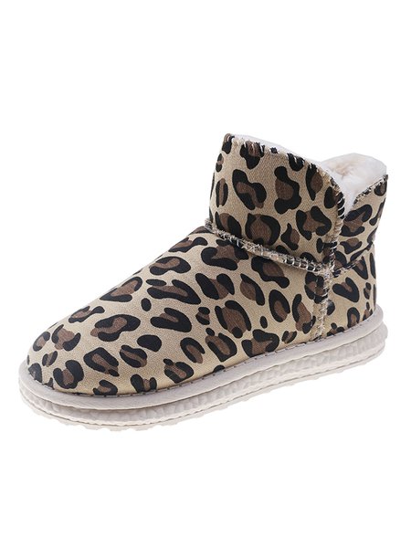 

Casual Leopard Print Warm Snow Boots, Boots