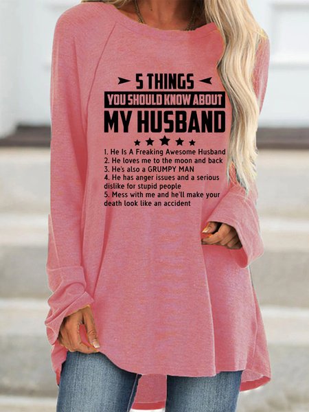 

Five Things About My Husband Print Knitting Dress, Pink, Dresses