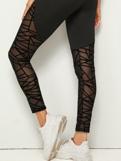 

Geometric perspective contrast black sports leggings, Leggings