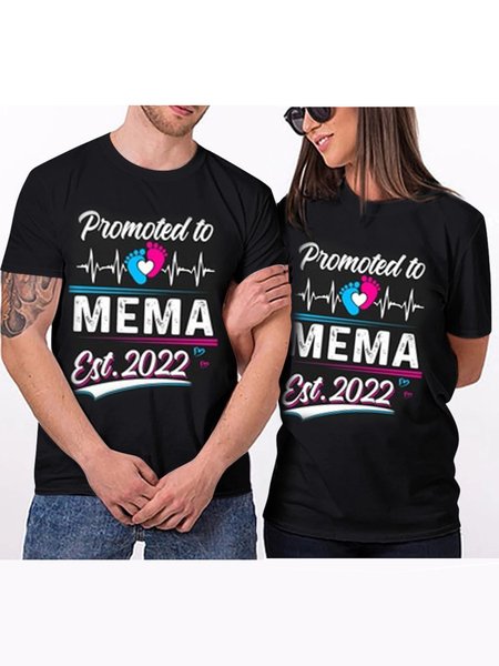 

Unisex 1pc Same Footprints Couple's Tee, Black, T-shirt