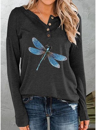 

Animal Print V Neck Regular Fit Tops, Black, Tops