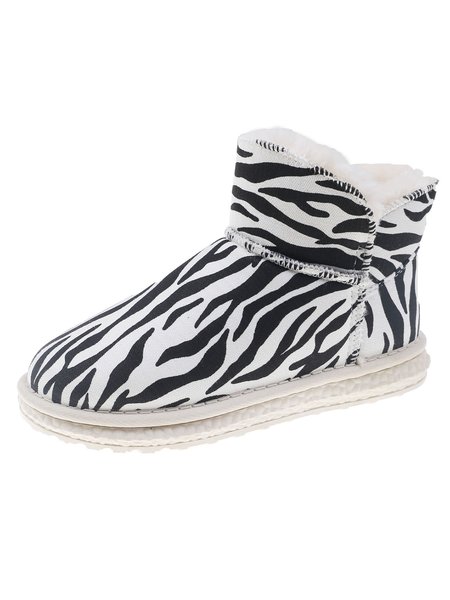 

Casual Zebra Print Plus Velvet Warm Snow Boots, Zebra-stripe, Boots