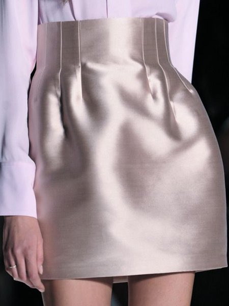 

Satin Solid A LineA Skirt, As picture, Mini Skirts