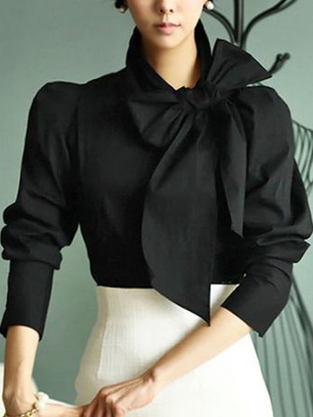 

Elegant Plain Regular Fit Cute Top, Black, Blouses and Shirts
