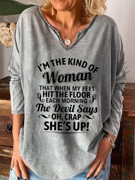 

I'm The Kind Of Woman Women's long sleeve top, Gray, Long sleeves
