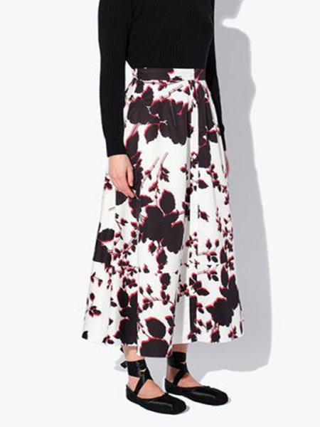 

Elegant Tropical Loosen Skirt, As picture, Midi Skirts