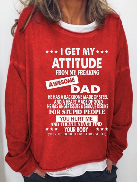 

I Get My Attitude From Awesome Dad Sweatshirt, Red, Hoodies&Sweatshirts
