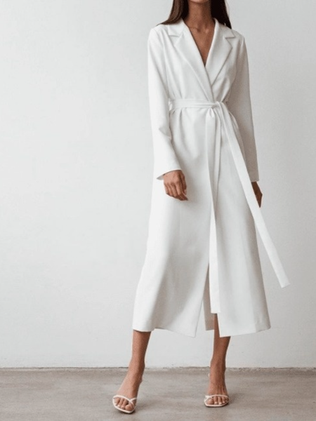 

Spring Simple Loosen Lightweight Formal Household Dresses, White, Midi Skirts