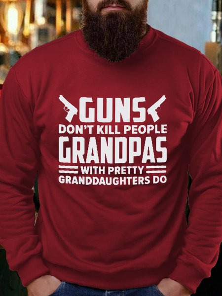 

Guns Don't Kill funny Grandpa Casual Letter Long Sleeve Sweatshirt, Red, Hoodies&Sweatshirts