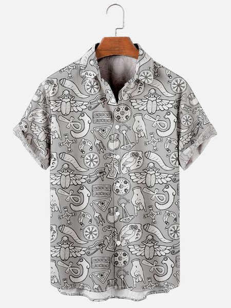 

Hawaiian Vintage Viking Men's Casual Short Sleeve Shirt, Gray, Men's Floral shirt