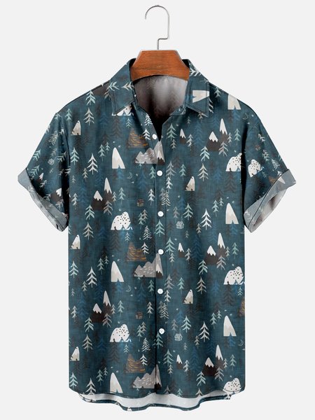 

Hawaiian Retro Hippie Men's Casual Short-sleeved Shirt, Green, Men's Floral shirt