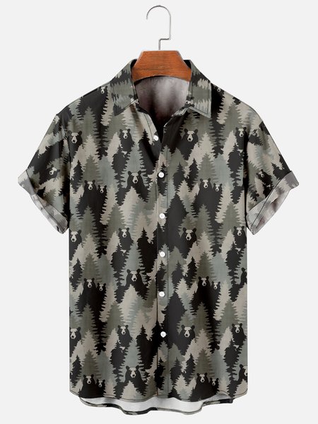

Hawaiian Retro Hippie Men's Casual Short-sleeved Shirt, As picture, Men's Floral shirt