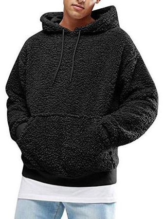 

Polar Fleece Long-sleeved Hooded Sweatshirt, Black, Hoodies