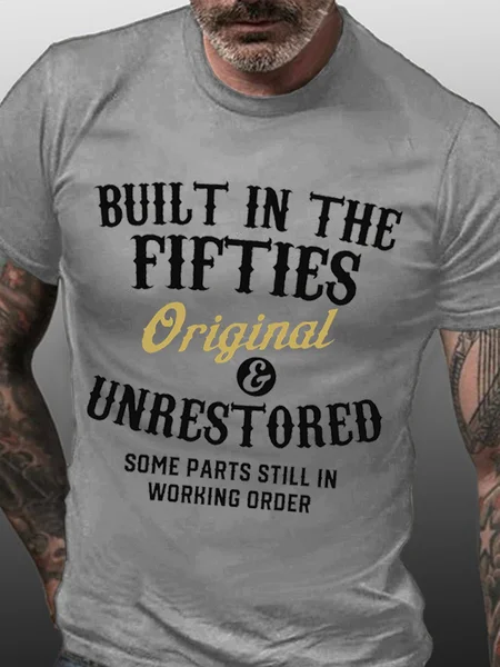 

Men's Printed T Shirt With Fifties, Light gray, T-Shirts