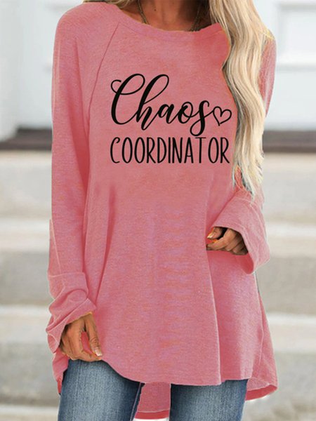 

Chaos Coordinator Print Crew Neck Knitting Dress, Pink, Long sleeves