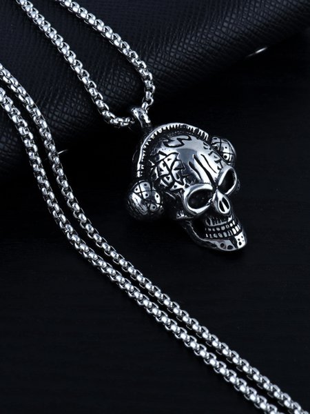 Skull Earphone Alloy Necklace, As picture, Accessories