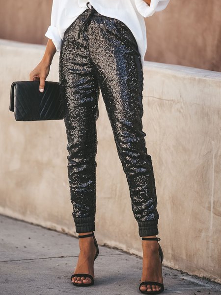 

paillettes Casuale Solido Allentare Pantaloni, Come immagine, Pants