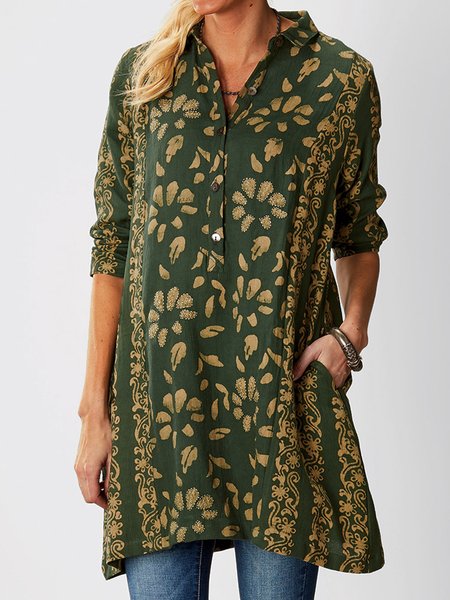 

Vacation Floral Loosen V Neck Midi Dresses, Green, Mini Dresses