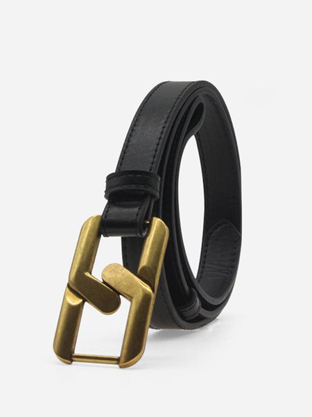 

pu Metal Buckle Belt, Black, Accessories