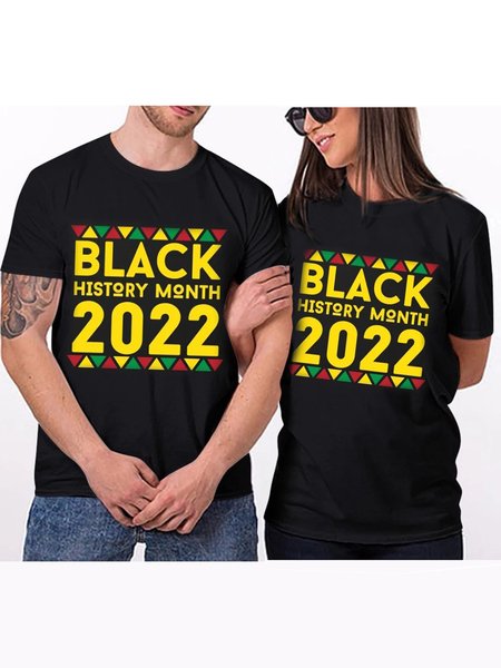 

Unisex 1pc 2022 New Year Couple's Tee, Black, T-shirt