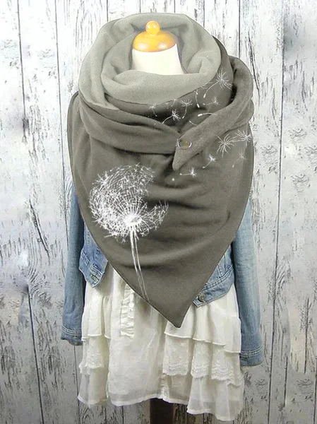

Women's Dandelion Print Casual Scarf, Gray, Scarfs