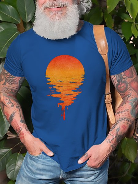 

Sunshine Sunset Graphic Short Sleeve Casual Tee, Blue, T-shirt