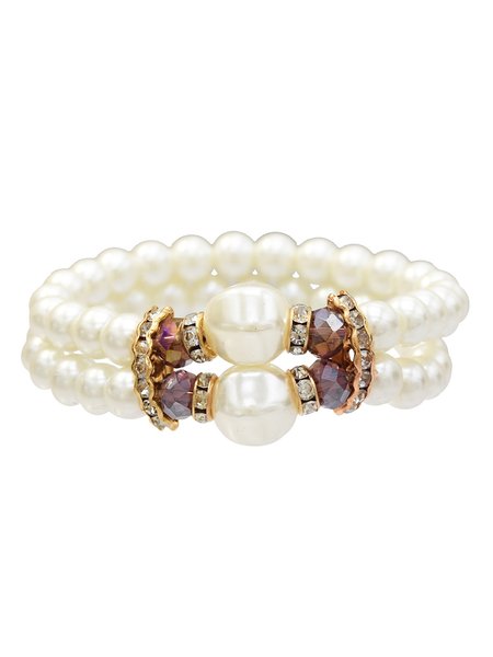 

Double-layer Pearl Bracelet, Brown, Bracelets
