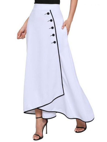 

Elegant A- Line Color Block Skirts, White, Skirts