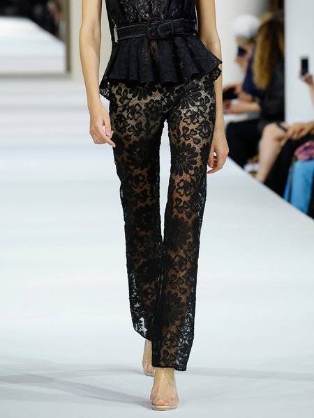 

Solid Regular Fit Lady Pants, Black, Straight Leg Pants