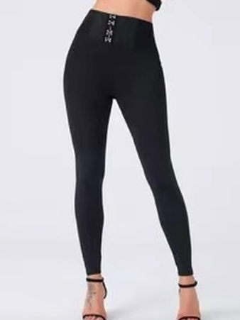 

Underwear adjustment buckle decorative sports leggings, Black, Leggings