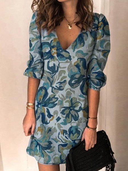 

Casual Holiday Half Sleeve V-neck Mini Dresses, Green, Mini Dresses