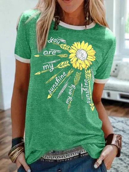 

Sunflower Cotton Blends Crew Neck Shirts & Tops, Green, Tops