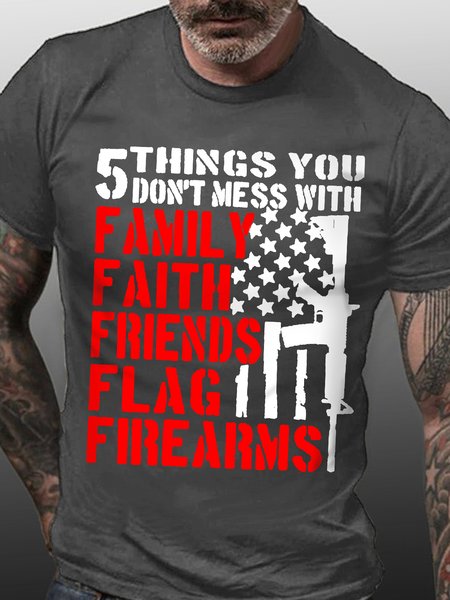 

5 Things You Don't Mess With American Crew Neck Casual Tshirts, Deep gray, T-shirts