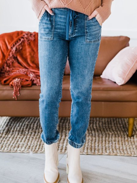 

Denim Loosen Pants, Blue, Pants