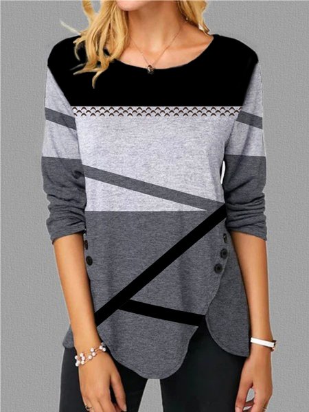 

Casuale Allentare Girocollo Maniche Lunghe Top, Come immagine, Blouses & Shirts