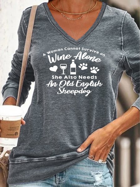 

A Woman Cannot Survive On Wine Alone Sweatshirt, Gray, Hoodies&Sweatshirts