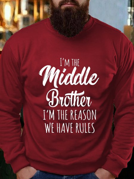 

brother funny casualLong Sleeve Letter Sweatshirt, Red, Hoodies&Sweatshirts